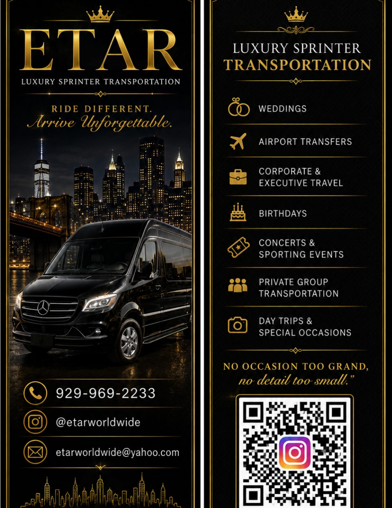 ETAR Worldwide luxury Sprinter transportation graphic