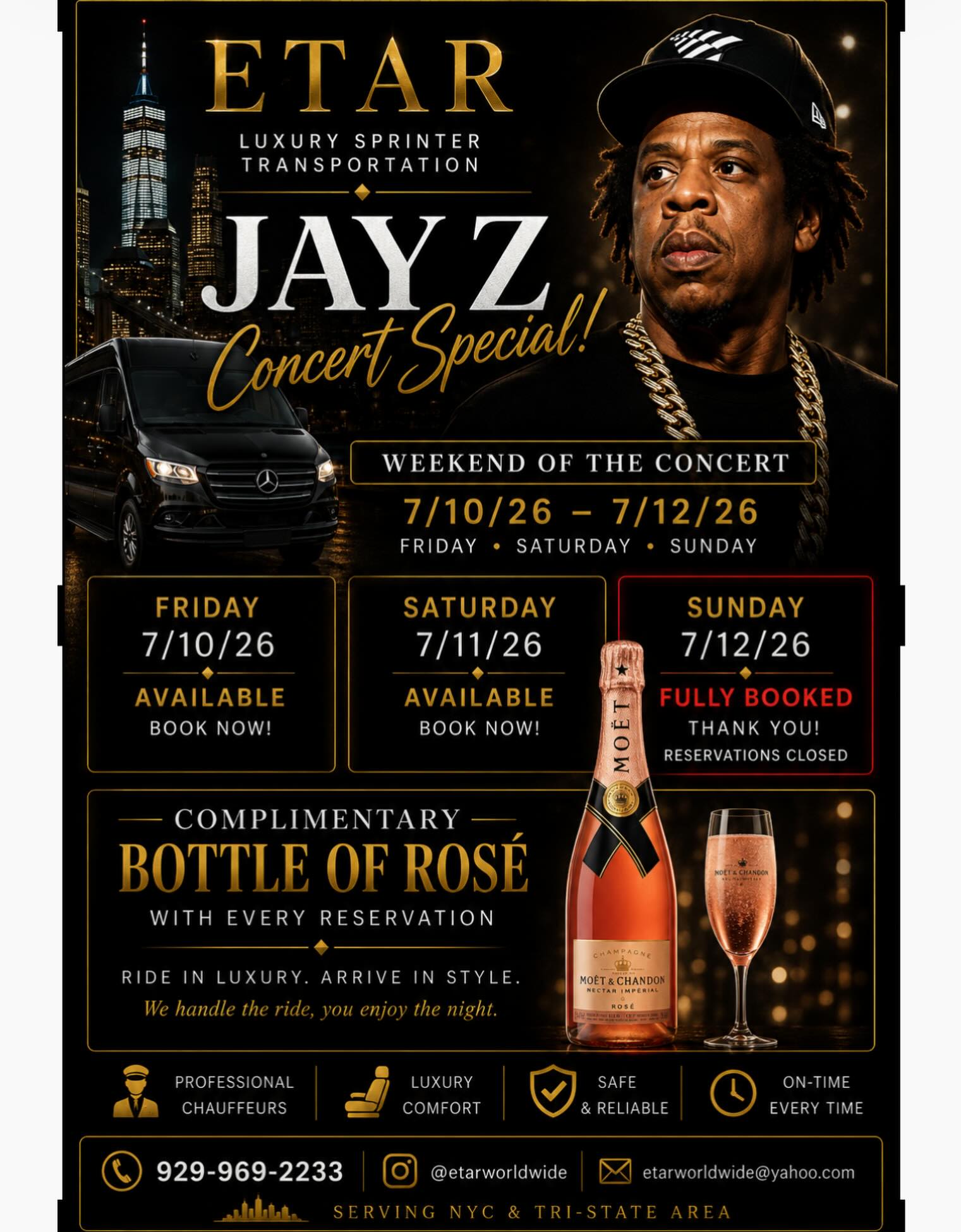 ETAR Luxury Sprinter Transportation concert-weekend special flyer