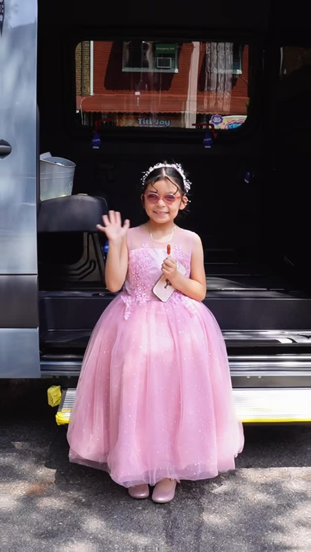 A Sweet 16 celebrant arriving at an ETAR Sprinter van